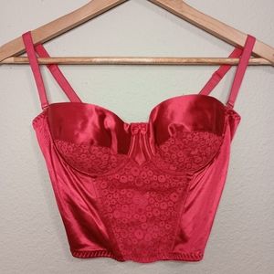 Vintage 80s cacique lingerie corset bustier longline bra coquette